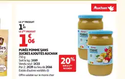 Auchan AUCHAN Purée pomme sans sucres ajoutés offre
