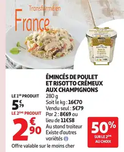 Auchan Émincés de poulet et risotto crémeux aux champignons offre