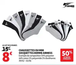 Auchan AIRNESS Chaussettes ou mini socquettes homme offre