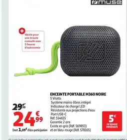 Auchan MUSE Enceinte portable m360 noire offre
