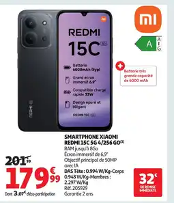 Auchan Smartphone xiaomi redmi 15c 5g 4/256 go offre