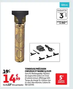 Auchan QILIVE Tondeuse précision cheveux et barbe Q5129 offre