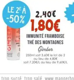 Naturalia GIMBER Immunité framboise thé des montagnes offre