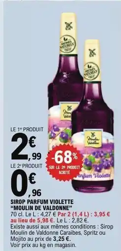 E.Leclerc Sirop Parfum Violette 'Moulin de Valdonne' offre