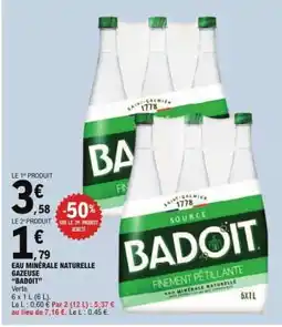E.Leclerc Eau Minérale Naturelle Gazeuse 'Badoit' offre