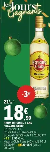 E.Leclerc RHUM ORIGINAL 3 ANS 'HAVANA CLUB' offre