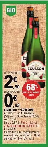 E.Leclerc CIDRE BIO ÉCUSSON offre