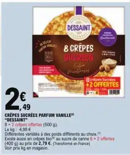 E.Leclerc CRÊPES SUCRÉES PARFUM VANILLE DESSAINT offre