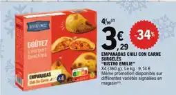 E.Leclerc EMPANADAS CHILI CON CARNE SURGELÉS BISTRO EMILIE offre