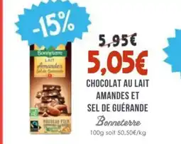 Naturalia BONNETERRE Chocolat au lait amandes et sel de guérande offre