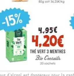 Naturalia BIO CONSEILS Thé vert 3 menthes offre