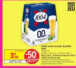 Intermarché Express 1664 Bière sans alcool blonde offre