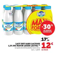 Bi1 LACTEL Lait uht sans lactose 1,2% mg matin leger offre