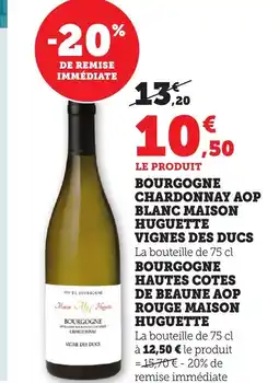 Bi1 Bourgogne chardonnay aop blanc maison huguette vignes des ducs offre