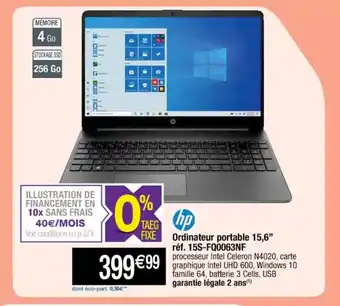 Cora x Carrefour Ordinateur Portable 15,6" Réf. 15s-Fq0063nf offre