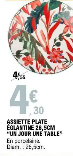 E.Leclerc ASSIETTE PLATE ÉGLANTINE 26,5CM “UN JOUR UNE TABLE” offre