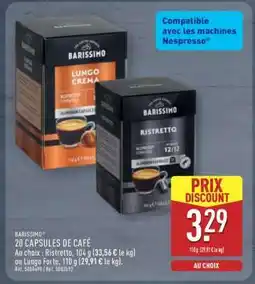 ALDI BARISSIMO 20 CAPSULES DE CAFÉ offre