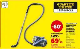 Hyper U Rowenta aspirateur sans sac compact power xxl offre
