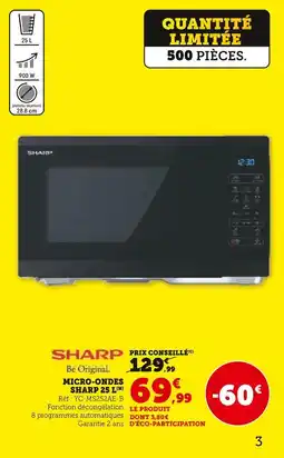 Super U Sharp micro-ondes 25 l offre