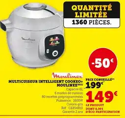 Super U Moulinex multicuiseur intelligent cookeo+ offre