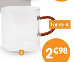 b&m Lot de 4 tasses en verre offre