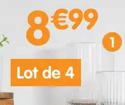 b&m Lot de 4 verres hauts striés offre