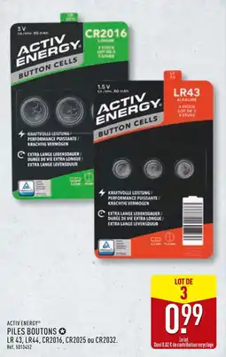ALDI Activ energy piles boutons lr43 offre