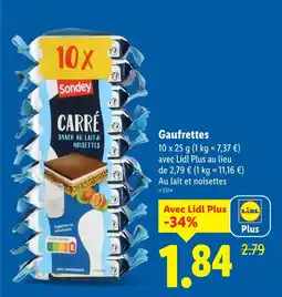 Lidl Sondey carré snack au lait & noisettes offre
