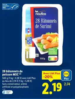Lidl Nautica 28 bâtonnets de surimi msc offre