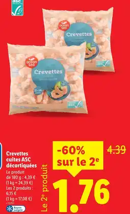 Lidl Ocean sea crevettes cuites asc décortiquées offre