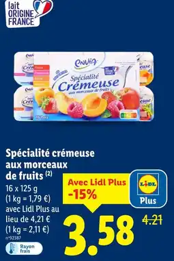 Lidl Envia spécialité crémeuse aux morceaux de fruits offre
