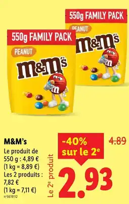 Lidl M&m's peanut 550g family pack offre