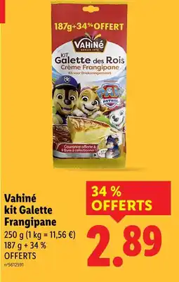 Lidl Vahiné kit galette des rois crème frangipane offre