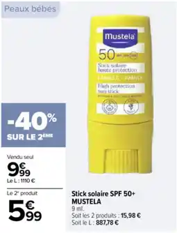 Carrefour Stick solaire spf 50+ mustela offre
