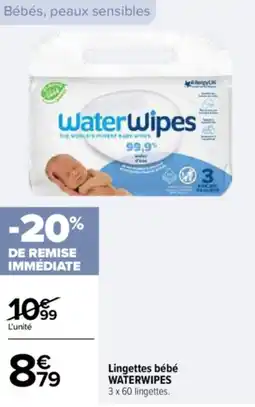 Carrefour Lingettes bébé waterwipes offre