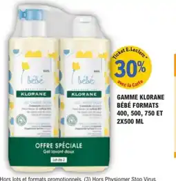 E.Leclerc Parapharmacie Gamme klorane bébé formats offre