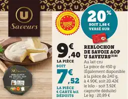 Maximarché Reblochon de savoie aop u saveurs offre