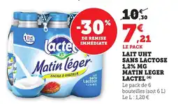 Maximarché Lait uht sans lactose 1,2% mg matin leger lactel offre