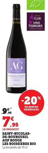 Maximarché Saint-nicolas- de-bourgueil aop rouge les boissieres bio offre