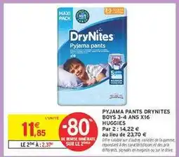 Intermarché Pyjama Pants DryNites Boys 3-4 Ans x16 Huggies offre