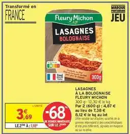 Intermarché Lasagnes A La Bolognaise Fleury Michon offre