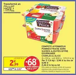 Intermarché COMPOTE 4 POMMES/4 POMMES-FRAISE SANS SUCRES AJOUTÉS OFFRE GOURMANDE offre