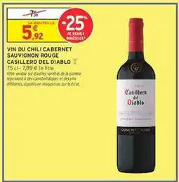 Intermarché VIN DU CHILI CABERNET SAUVIGNON ROUGE CASILLERO DEL DIABLO offre