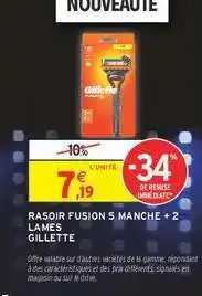 Intermarché Rasoir Fusion 5 Manche + 2 Lames Gillette offre