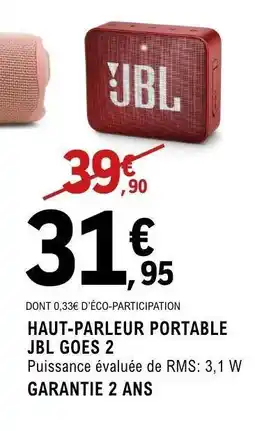 E.Leclerc HAUT-PARLEUR PORTABLE JBL GOES 2 offre