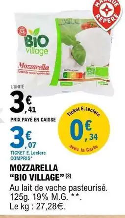 E.Leclerc MOZZARELLA “BIO VILLAGE” offre