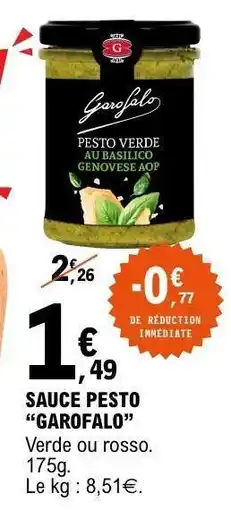 E.Leclerc SAUCE PESTO GAROFALO offre