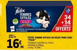 E.Leclerc PÂTÉE TENDRE EFFILES EN GELÉE POUR CHAT FELIX offre