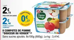 E.Leclerc 8 COMPOTES DE POMME DOUCEUR DU VERGER offre