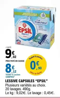 E.Leclerc LESSIVE CAPSULES “EPSIL” offre